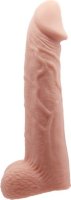 Телесная реалистичная насадка-удлинитель на пенис - 21 см.