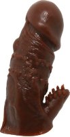 Коричневая насадка на пенис - 11,5 см.
