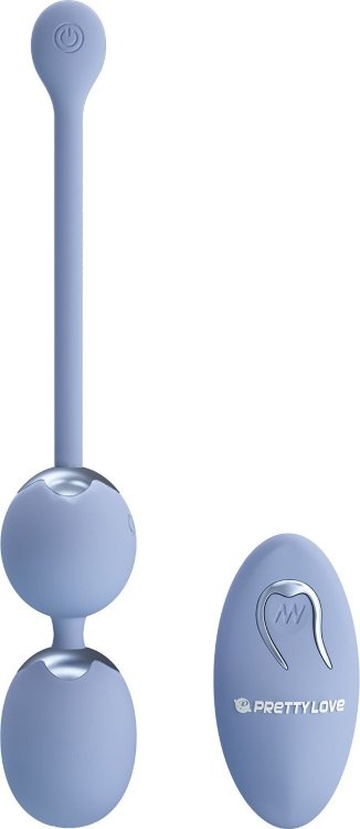 Голубые вагинальные шарики Willie с вибрацией и пультом ДУ