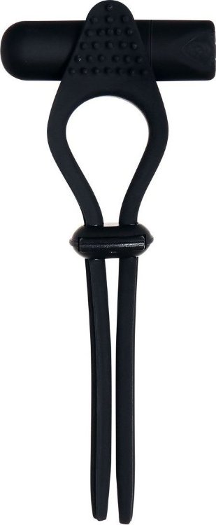 Черное эрекционное лассо с вибропулей Black Tie Affair