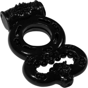 Чёрное эрекционное кольцо Rings Treadle с подхватом