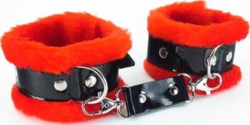 Красные наручники с мехом BDSM Light