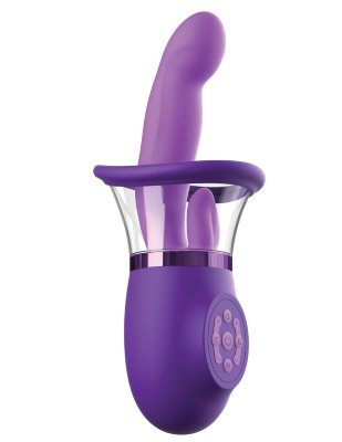 Фиолетовая помпа-вибратор Ultimate Pleasure Pro Plus Длина: 24.11 см. Ultimate Pleasure Pro Plus— силиконовый стимулятор с функциями всасывания, вибрации и лизания. Устройство с 5 моторами для максимальной функциональности: G-кнопка: два мотора для функции фингеринга и вибрации в зоне G-точки. 5 режимов × 5 уровней интенсивности = 25 вариантов стимуляции. T-кнопка: два мотора для имитации движений языком и вибрации на клиторе. 5 режимов × 5 уровней интенсивности = 25 вариантов стимуляции. S-кнопка: один мотор управляет вакуумной стимуляцией. 5 режимов всасывания. R-кнопка: функция мгновенного сброса вакуума. Возможность комбинирования всех режимов обеспечивает тысячи вариантов пользовательского опыта. Рабочая длина - 14 см. Диаметр отростка - 3,3 см. Страна: Китай. Материал: пластик, силикон. Батарейки: встроенный аккумулятор.