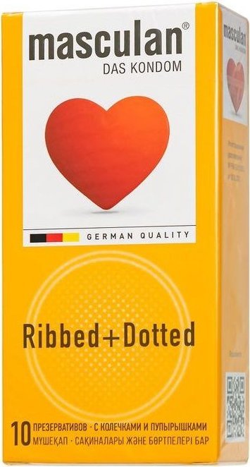 Презервативы с колечками и пупырышками Masculan Ribbed+Dotted - 10 шт.