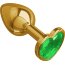 Золотистая анальная втулка с зеленым кристаллом-сердцем - 7 см.  Цена 2 199 руб. - Золотистая анальная втулка с зеленым кристаллом-сердцем - 7 см.