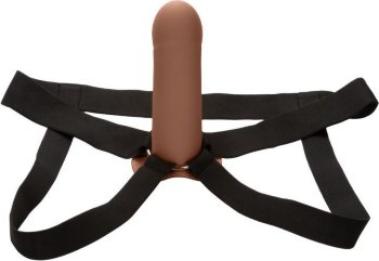 Коричневый фаллопротез из силикона Extension with Harness - 15,75 см.