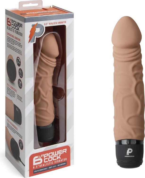 Кофейный вибратор-реалистик 6.5 Girthy Realistic Vibrator - 19 см.