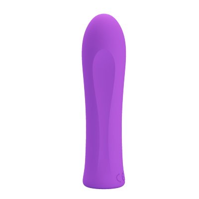 Фиолетовый мини-вибратор Alfreda - 10,2 см. Длина: 10.2 см. Диаметр: 2.6 см. Испытайте мощную стимуляцию в компактной форме с перезаряжаемым силиконовым вибратором Pretty love! Эта вибрирующая пуля оснащена 12 скоростями вибрации, а ее гибкий текстурированный корпус обеспечивает все виды стимуляции, о которых вы только можете мечтать, чтобы обрести наивысшее блаженство! Вы можете управлять мощным, но бесшумным 12-режимным вибромотором с помощью простых кнопок на основании игрушки. Страна: Китай. Материал: силикон. Батарейки: встроенный аккумулятор.