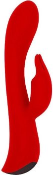 Красный вибромассажер-кролик 5 Silicone Bunny Love - 19,1 см.