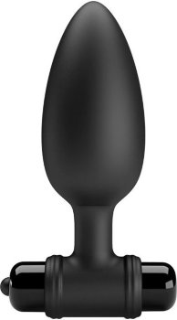 Черная анальная пробка с вибропулей - 11,8 см.