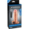 Телесная вибронасадка с кольцом Vibrating Real Feel 1 Extension - 14 см.