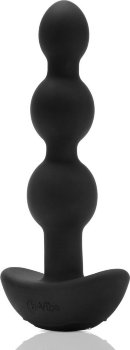Чёрная анальная виброёлочка TRIPLET ANAL BEADS BLACK - 14 см.