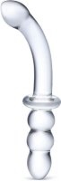 Прозрачный ребристый двусторонний стимулятор Ribbed G-Spot - 20 см.