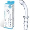 Прозрачный ребристый двусторонний стимулятор Ribbed G-Spot - 20 см.
