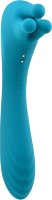 Голубой двухсторонний вибромассажер Heads or Tails - 19,3 см.