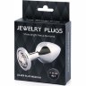 Анальная пробка SILVER PLUG MEDIUM с прозрачным кристаллом - 8,2 см.