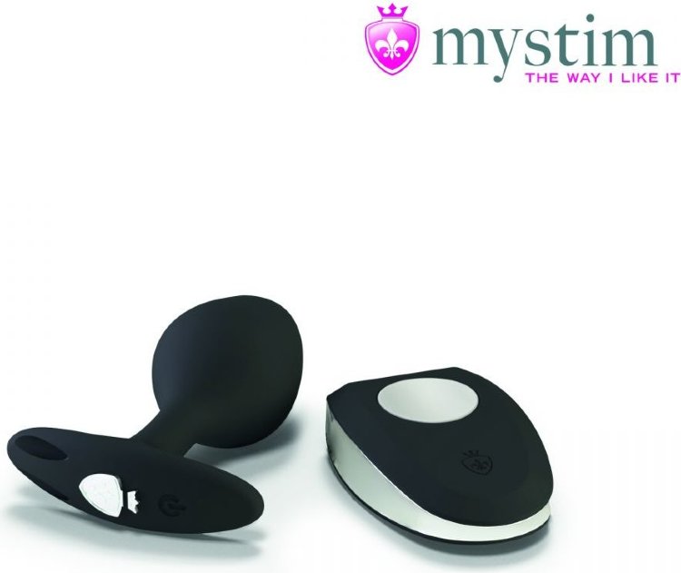 Черная пробка Mystim Rocking Vibe S с возможностью подключения к электростимулятору - 9,7 см.