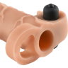 Телесная вибронасадка с кольцом Vibrating Real Feel 2 Extension - 16 см.