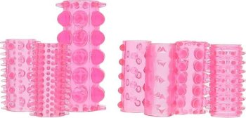 Набор из 7 розовых насадок на пенис ONE-A-DAY PENIS SLEEVES PINK