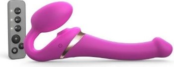 Ярко-розовый безремневой страпон Multi Orgasm Size S с клиторальной стимуляцией