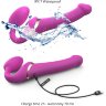 Ярко-розовый безремневой страпон Multi Orgasm Size S с клиторальной стимуляцией