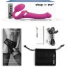 Ярко-розовый безремневой страпон Multi Orgasm Size S с клиторальной стимуляцией
