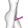 Ярко-розовый безремневой страпон Multi Orgasm Size S с клиторальной стимуляцией