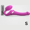 Ярко-розовый безремневой страпон Multi Orgasm Size S с клиторальной стимуляцией