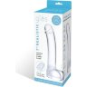 Прозрачный стеклянный фаллос с мошонкой Curved G-Spot - 18 см.