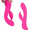 Ярко-розовый вибромассажер-кролик 5 Silicone Ripple Passion - 19,1 см.