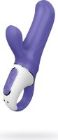 Фиолетовый вибратор Satisfyer Magic Bunny с клиторальным отростком - 17,6 см.