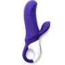 Фиолетовый вибратор Satisfyer Magic Bunny с клиторальным отростком - 17,6 см.