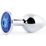 Анальное украшение SILVER PLUG SMALL с синим кристаллом - 7,2 см.