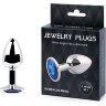 Анальное украшение SILVER PLUG SMALL с синим кристаллом - 7,2 см.