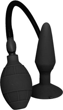 Чёрная анальная пробка с функцией расширения MENZSTUFF SMALL INFLATABLE PLUG- 12,5 см.