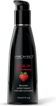 Лубрикант с ароматом клубники Wicked Aqua Strawberry - 120 мл.