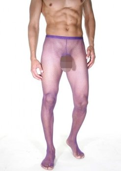 Мужские фиолетовые колготы с полностью открытыми ягодицами
