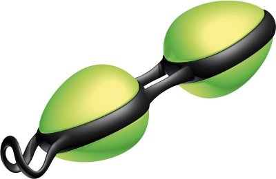 Зелёные вагинальные шарики на чёрной сцепке Joyballs Secret  Цена 2 886 руб. Диаметр: 3.7 см. Вагинальные шарики, выполненные из 100% силикона со смещенным центром тяжести, с эргономичной формой для чувственного перемещения в оба направления. Специальная форма предназначена для более комфортного введения, а двойная петля-цепь лучше тренировать внутренние отделы вагинальных мышц при тренировке. Страна: Германия. Материал: Silikomed.