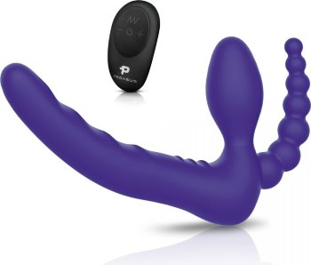 Фиолетовый безремневой страпон с пультом ДУ 7’’ Remote Control Strapless - 24 см.