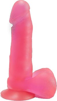 Розовый гелевый фаллоимитатор на подошве-присоске - 16 см.