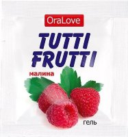 Пробник гель-смазки Tutti-frutti с малиновым вкусом - 4 гр.