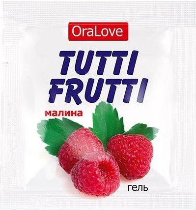 Пробник гель-смазки Tutti-frutti с малиновым вкусом - 4 гр.