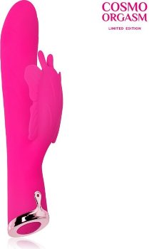 Розовый перезаряжаемый вибратор-кролик с 10 режимами вибрации - 21 см.