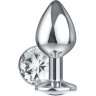 Серебристая анальная пробка Sparkle XL с прозрачным кристаллом - 11 см.