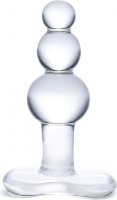Прозрачная анальная пробка-елочка с 3 шариками Butt Plug with Tapere Base - 11 см.