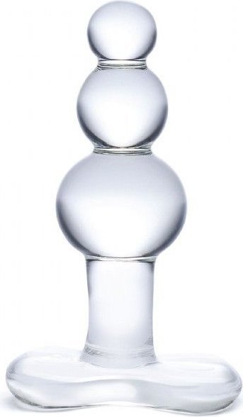 Прозрачная анальная пробка-елочка с 3 шариками Butt Plug with Tapere Base - 11 см.