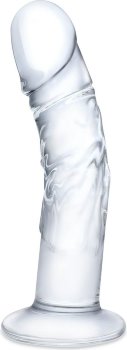 Стеклянный фаллоимитатор из стекла 7’’ Curved Realistic Glass Dildo With Veins - 15,9 см.