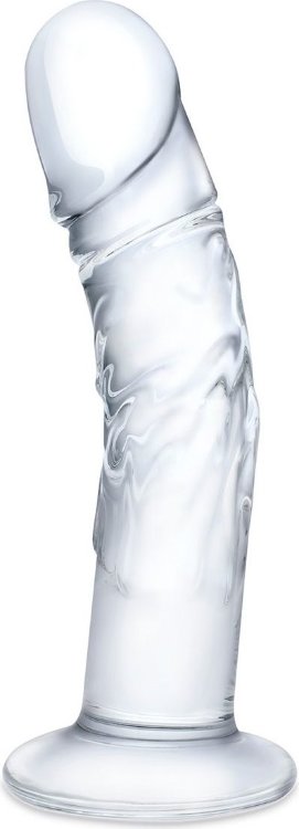 Стеклянный фаллоимитатор из стекла 7’’ Curved Realistic Glass Dildo With Veins - 15,9 см.