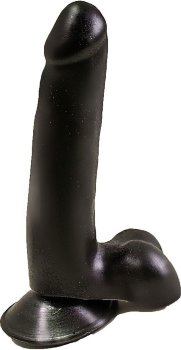 Фаллоимитатор чёрного цвета на присоске - 16,8 см.