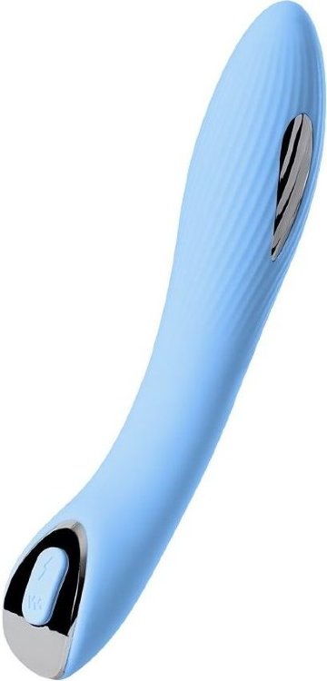 Голубой силиконовый вибратор с электростимуляцией TESLA G-POINT - 21 см.